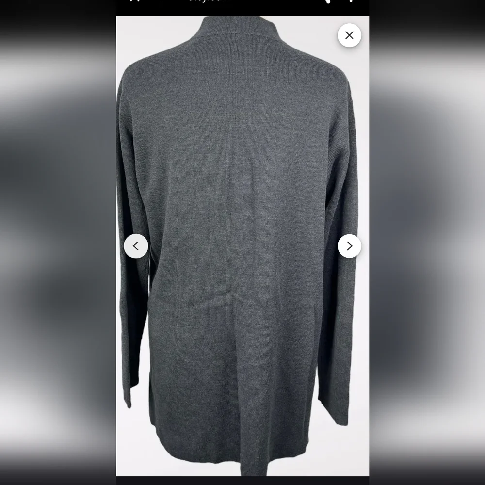 Eileen Fisher Wool Italian Yarn Wool Long Button Front Gray Cardigan Size 1X●